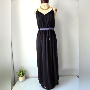 Faded Glory Black and Blue Sleeveless Maxi Dress. Size Small
